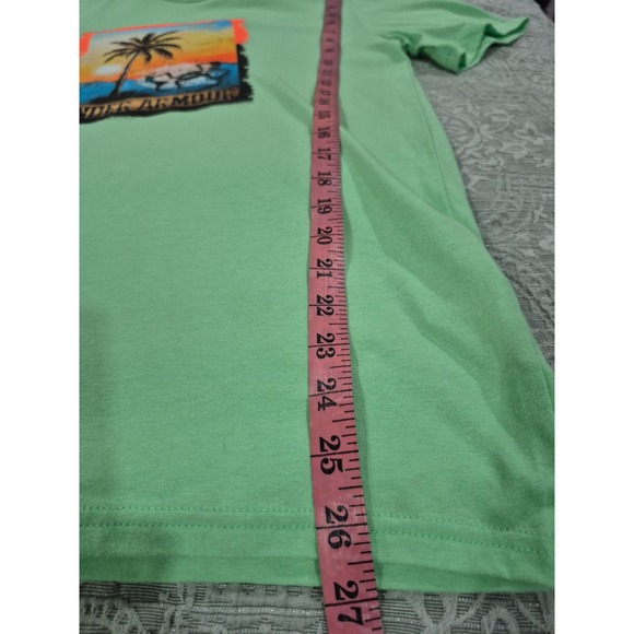Under Armour Boys T-Shirt YXL Youth Extra Large Green Palm Tree‎ Graphic - Picture 7 of 7
